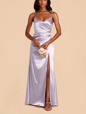 Birdy Grey Catherine Dress Shiny Satin Dusty Lilac